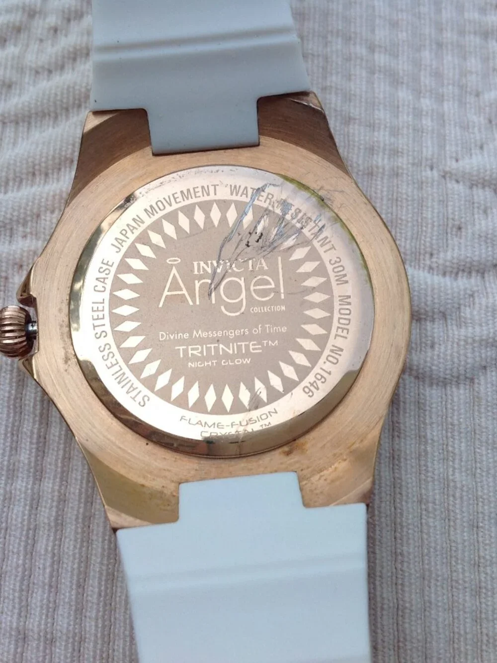 Invicta Angel Ladies Watch Rose Gold, Complications, White Band